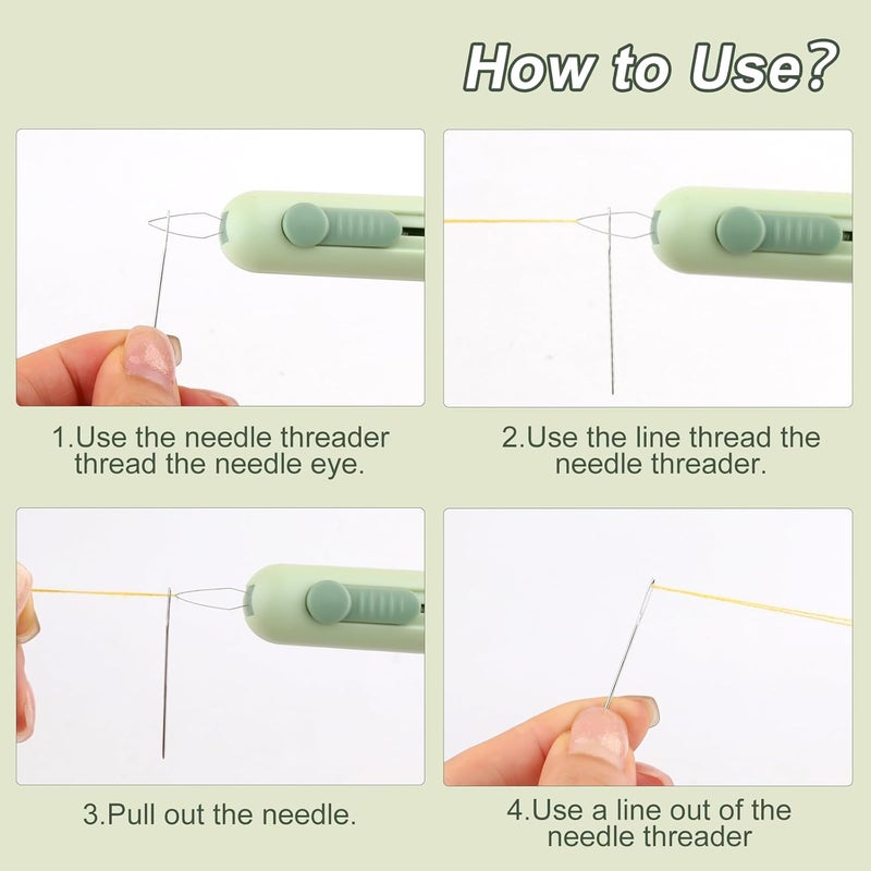 FENGWANGLI Automatic Needle Threaders Seam Ripper, Upgraded 3 in 1 Sewing Needle Threader Tool, Stretchable Quick Seam Rippers with Needle Storage for Hand Quilling, Embroidery Stitch Removal(Green) - Image 5